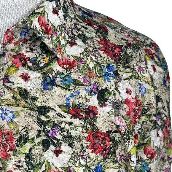 Jared Lang Floral Shirt Men’s 3XL XXXL Multicolor Long Sleeve Button Up Cotton - Picture 3 of 10